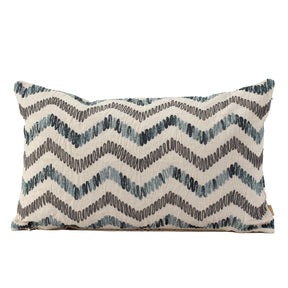 Rurban Divine Rustic Chevron Digital Printed and Hand Embroidered 90%Cotton10%Linen Grey Cushion Cover