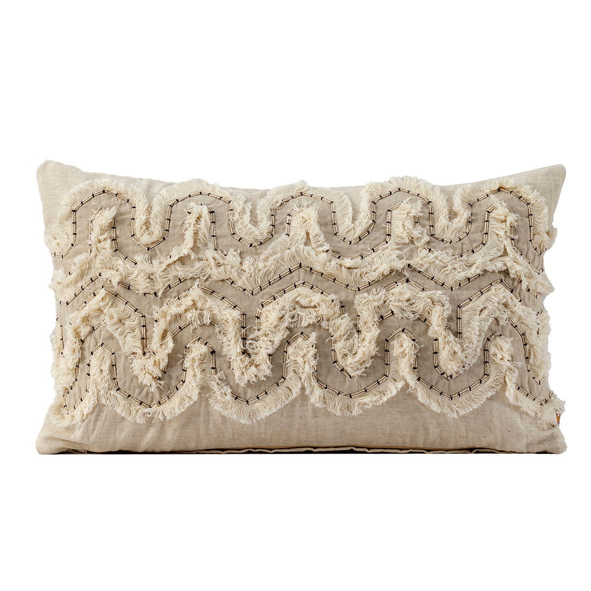 Rurban Divine Shreded Geo Digital Printed and Hand Embroidered 100% Cotton Grey Cushion Cover