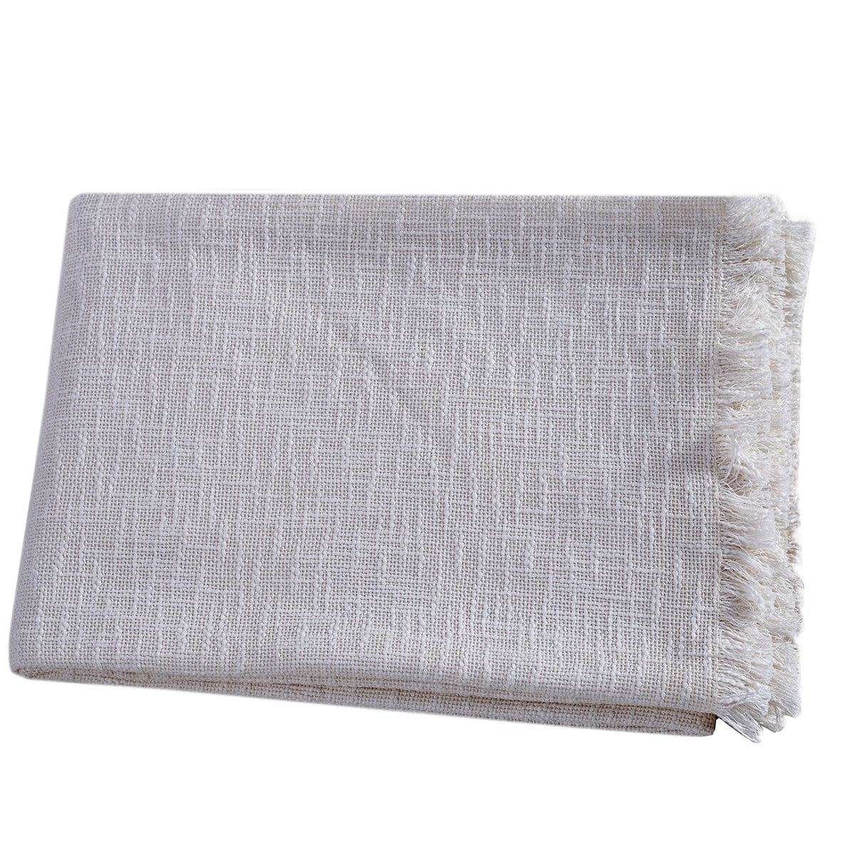 Rurban Divine Marcella Solid 100% Cotton White Throw/Multi Cover