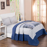 Folklore Transition Paisley Glitch Summer AC Quilt/Quilted Bed Cover/Comforter Blue