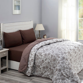 Blossom Couture Emma Winter Quilt/Quilted Bed Cover/Comforter Brown