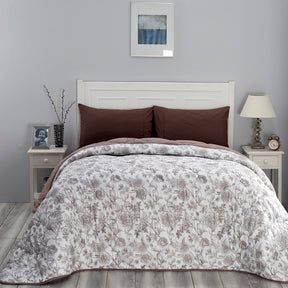 Blossom Couture Emma Winter Quilt/Quilted Bed Cover/Comforter Brown