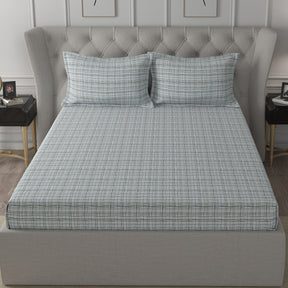 Inhouse Ardour Tiffany Printed 200 TC 100% Cotton Blue Bed Sheet