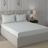 Inhouse Ardour Soren Printed 200 TC 100% Cotton Blue Bed Sheet