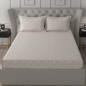Inhouse Ardour Soren Printed 200 TC 100% Cotton Red Bed Sheet