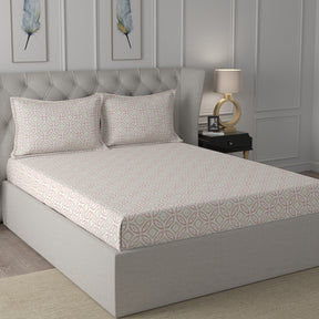 Inhouse Ardour Soren Printed 200 TC 100% Cotton Red Bed Sheet