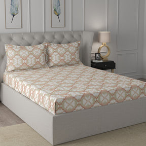 Inhouse Ardour Jonas Printed 200 TC 100% Cotton Red Bed Sheet