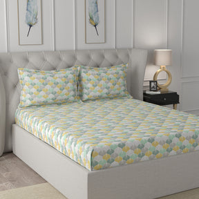 Florescence Boston Printed 100% Cotton Green Bed Sheet