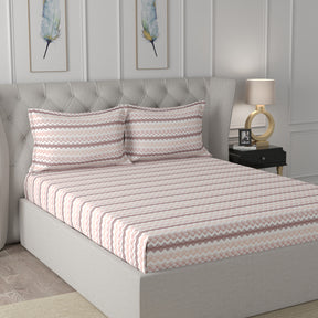 Florescence Livia Printed 100% Cotton Pink Bed Sheet