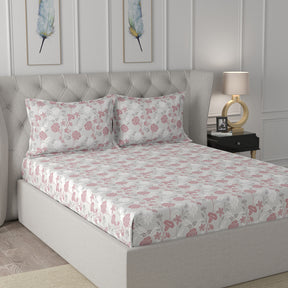 Florescence Briar Printed 100% Cotton Red Bed Sheet