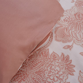 Art Nouveau Mabel Red Plain &amp; Printed Reversible 100% Cotton Super Soft Duvet Cover with Pillow Case