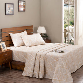 Art Nouveau Lindsey Printed 100% Cotton Gold Soft Bed Sheet