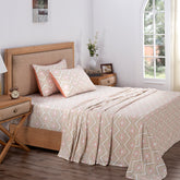 Global Atelier Demon Dash Printed 100% Cotton Peach Soft Bed Sheet