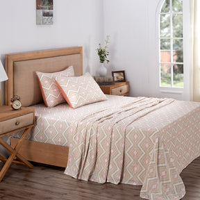 Global Atelier Demon Dash Printed 100% Cotton Peach Soft Bed Sheet