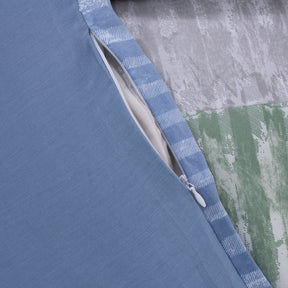 Global Atelier Streak Tint Blue Plain & Printed Reversible 100% Cotton Super Soft Duvet Cover with Pillow Case