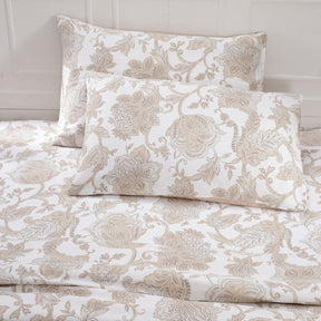 Art Nouveau Mabel Printed 100% Cotton Neutral Soft Bed Sheet