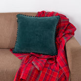 Christmas Ivy Green Solid Velvet 1 Pc Cushion Cover