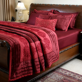 Belladonna Brooklyn Red 9PC Quilt/Quilted Bed Cover Set