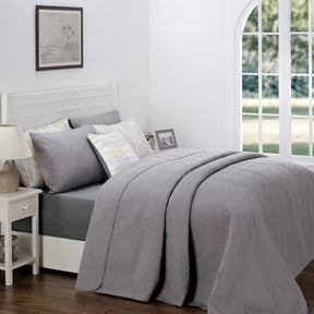 Eliott Grey 8PC Quilt/Quilted Bed Cover Set
