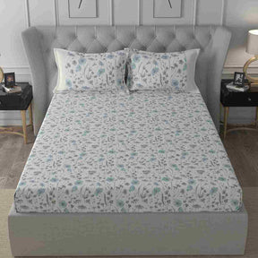 Regency Jamila Printed 210TC 100 %Cotton Blue Bed Sheet