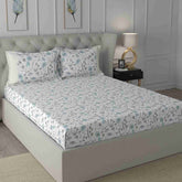 Regency Jamila Printed 210TC 100 %Cotton Blue Bed Sheet