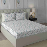 Regency Jamila Printed 210TC 100 %Cotton Blue Bed Sheet