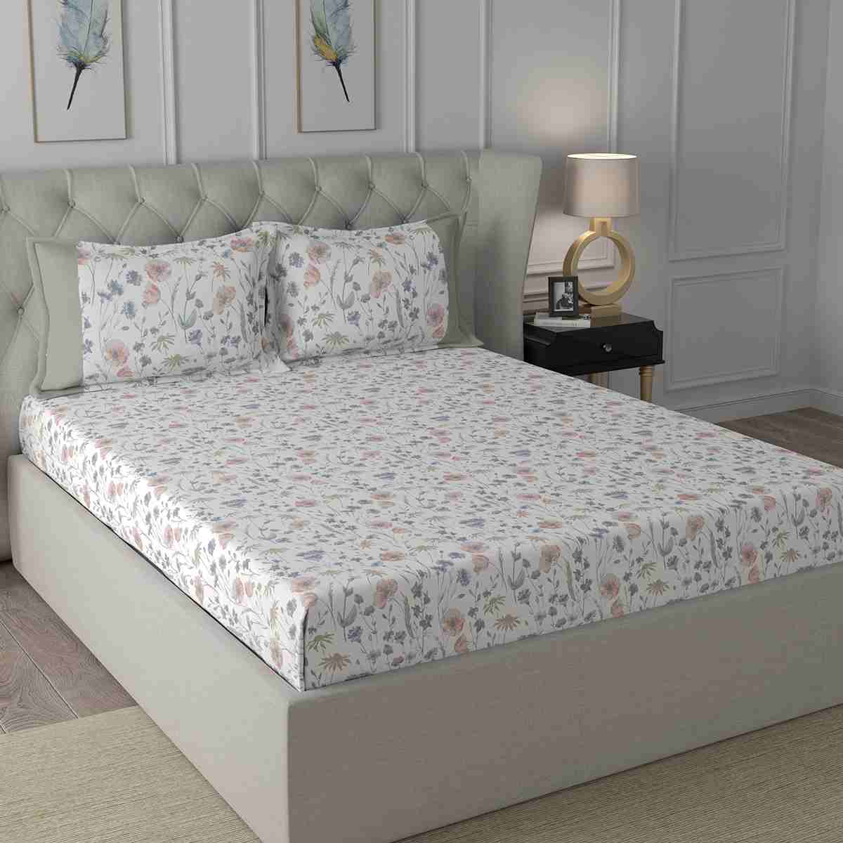 Regency Jamila Printed 210TC 100 %Cotton Pink Bed Sheet