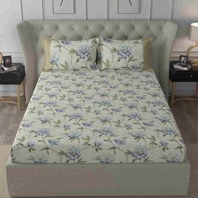 Regency Neveah Printed 210TC 100 %Cotton Blue Bed Sheet