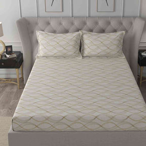 Regency Naple Printed 144TC 100 %Cotton Neutral Bed Sheet