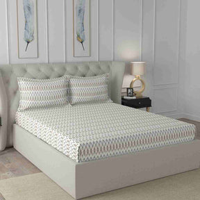 Regency Amanda Printed 144TC 100 %Cotton Neutral Bed Sheet