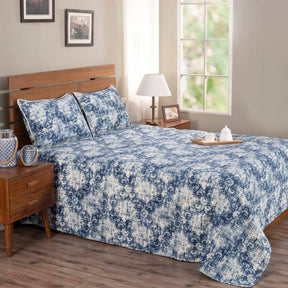 Rustic Clash Hyper Graphic Blue Printed 3 Pc Bed Cover Set
