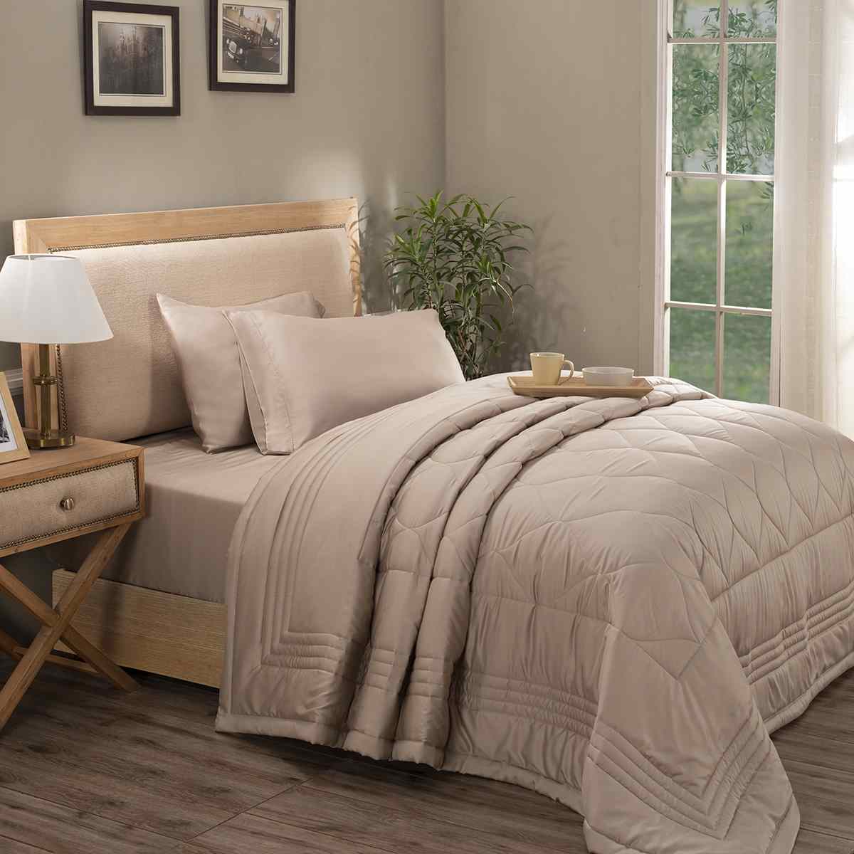 Mellow Neutral Excel Fabric AC Quilt/Quilted Bed Cover/Comforter