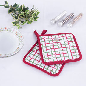 Textured Check Red/Green 2 Pc Pot Holder