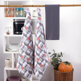 Scandi Block  / Solid Red/Grey 3 Pc Kitchen Towel