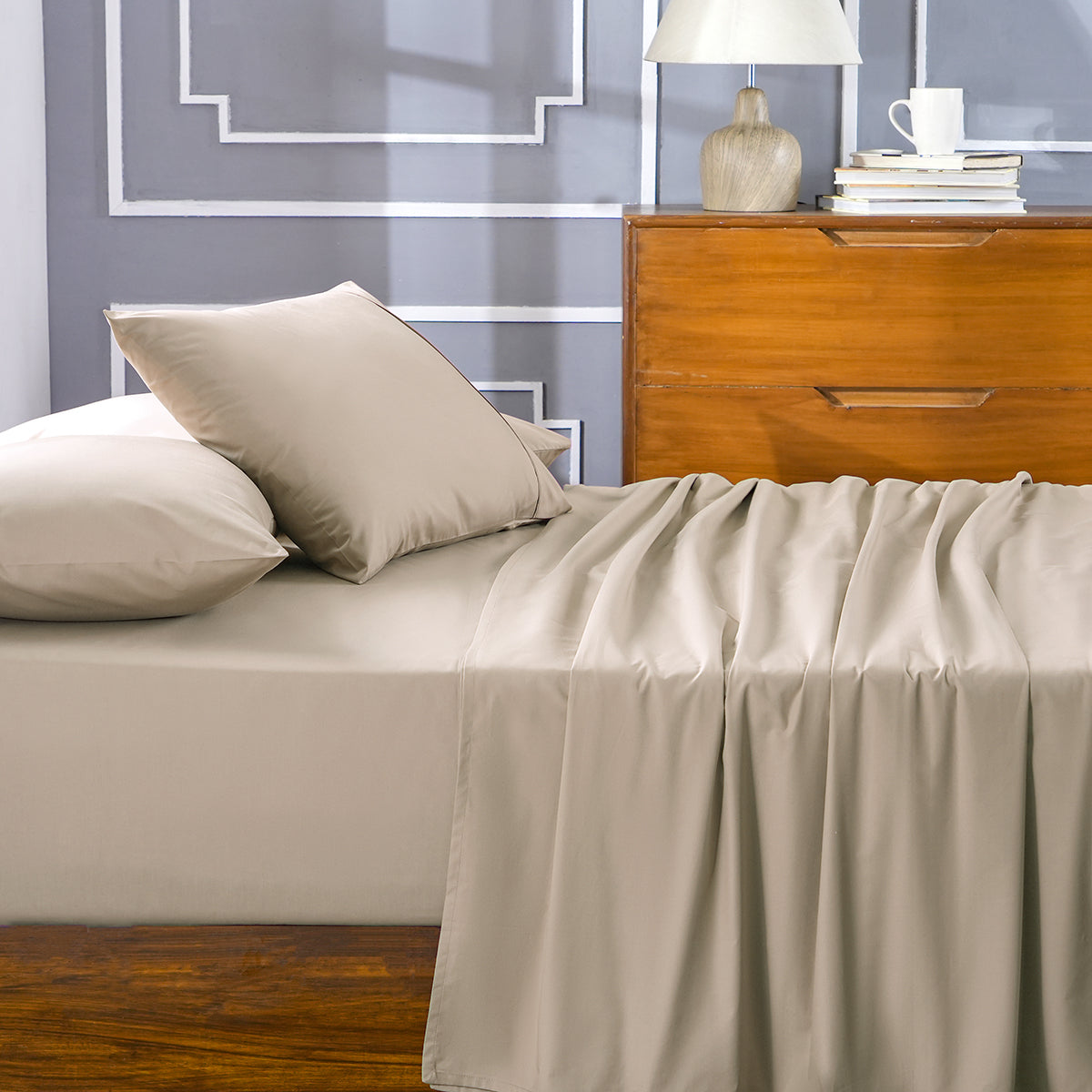 Slumber Plain Easy Care Percale 100% Cotton Nomad Crisp Bed Sheet