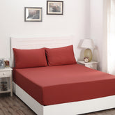 Slumber Plain Easy Care Percale 100% Cotton Cinnabar Fitted Sheet