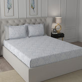 Hermosa Exotic Bouquet Damask Floral Grey Bed Sheet with Pillow Case