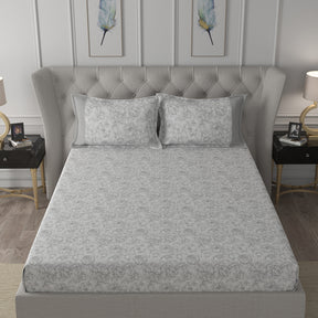 Hermosa Exotic Bouquet Wonderland Neutral Bed Sheet with Pillow Case