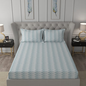 Hermosa Exotic Bouquet Asher Blue Bed Sheet with Pillow Case