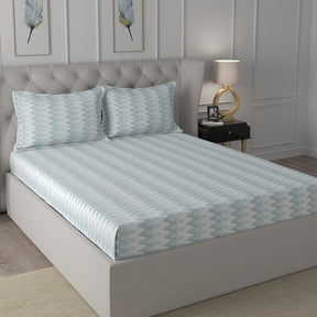 Hermosa Exotic Bouquet Asher Blue Bed Sheet with Pillow Case