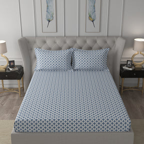 Hermosa Exotic Bouquet Elaine Blue Bed Sheet with Pillow Case