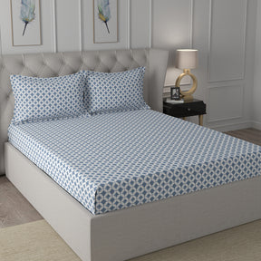 Hermosa Exotic Bouquet Elaine Blue Bed Sheet with Pillow Case