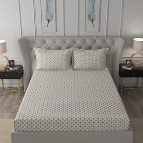 Hermosa Exotic Bouquet Elaine Neutral Bed Sheet with Pillow Case