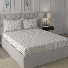 Hermosa Exotic Bouquet Elaine Neutral Bed Sheet with Pillow Case