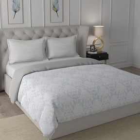 Hermosa Exotic Bouquet Damask Floral Grey Quilt