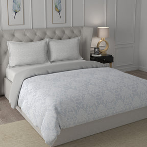 Hermosa Exotic Bouquet Damask Floral Grey 4 Pc Quilt/Quilted Bed Cover Set