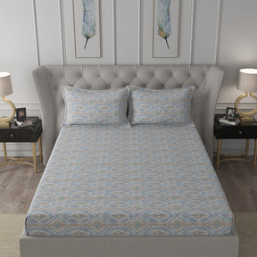 Hermosa Exotic Bouquet Tupack Blue Bed Sheet with Pillow Case