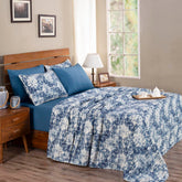 Rustic Clash Hyper Graphic Blue Printed Bed Cover