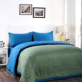 Vincent Reversible Basil/Mosiac Blue Quilt/Quilted Bed Cover