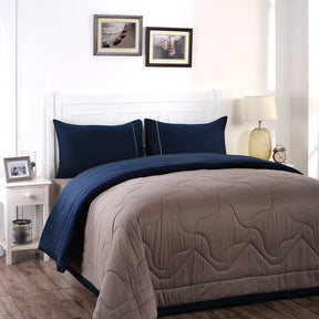 Vincent Reversible Indigo/Grey Marble Blue Quilt/Quilted Bed Cover
